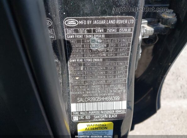 SALCR2BG5HH656399 2017 LAND ROVER DISCOVERY SPORT Черный Вид подкапотного пространства
