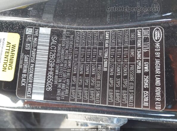 SALCT2BG9HH665026 2017 LAND ROVER DISCOVERY SPORT Черный Вид подкапотного пространства