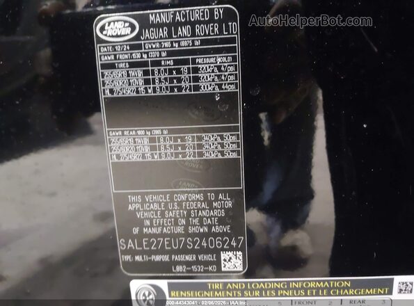 SALE27EU7S2406247 2025 LAND ROVER DEFENDER Черный Вид подкапотного пространства