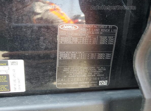SALE2EEU7P2184157 2023 LAND ROVER DEFENDER Black VIN կոդի պիտակի տեսք