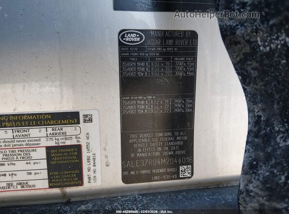 SALE37RU4M2044016 2021 LAND ROVER DEFENDER Серебряный Вид подкапотного пространства