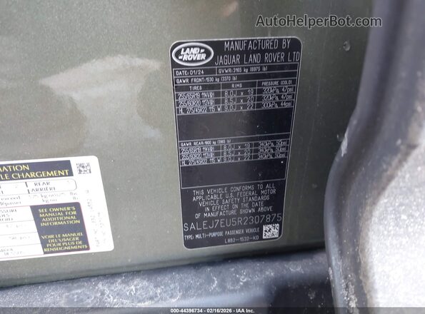 SALEJ7EU5R2307875 2024 LAND ROVER DEFENDER Зеленый Вид подкапотного пространства