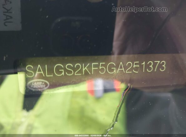 SALGS2KF5GA251373 2016 LAND ROVER RANGE ROVER White Widok komory silnika