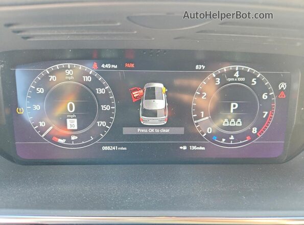 SALGS2SE2MA425564 2021 LAND ROVER RANGE Gray Vista del cuadro de instrumentos