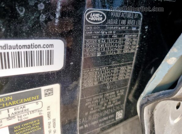 SALRJ2RX0M2452632 2021 LAND ROVER DISCOVERY Black Панорамний вид салону 360°