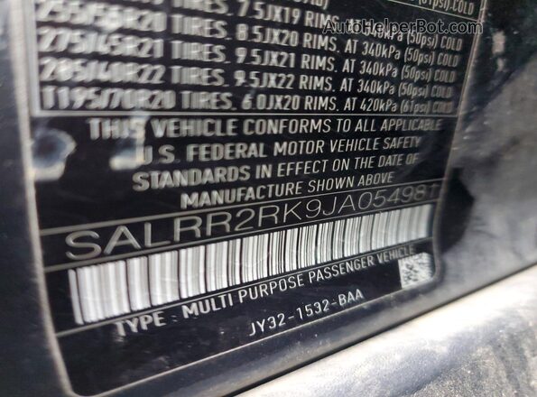 SALRR2RK9JA054981 2018 LAND ROVER DISCOVERY Gray 