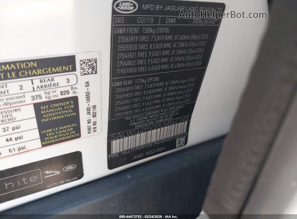 SALWG2RVXKA852149 2019 LAND ROVER RANGE ROVER SPORT White Vista del compartimento del motor