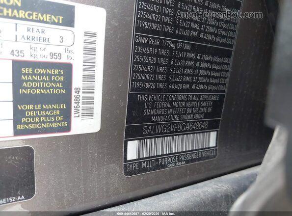 SALWG2VF8GA648648 2016 LAND ROVER RANGE ROVER SPORT Dark Brown Widok komory silnika