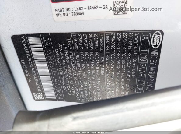SALWR2SU3LA709654 2020 LAND ROVER RANGE ROVER SPORT Gray Вид підкапотного простору