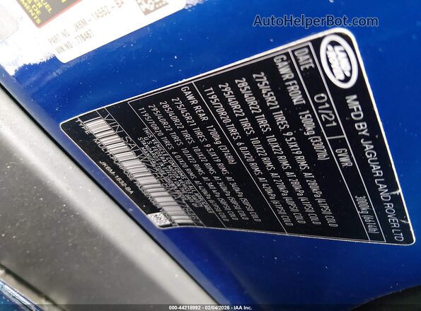 SALWZ2RE8MA778467 2021 LAND ROVER RANGE ROVER SPORT Blue Շարժիչի բաժամունքի տեսք