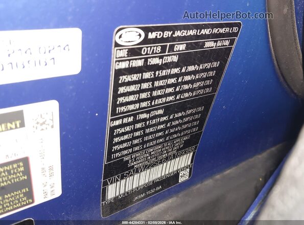 SALWZ2SE6JA189388 2018 LAND ROVER RANGE ROVER SPORT Синий Вид подкапотного пространства