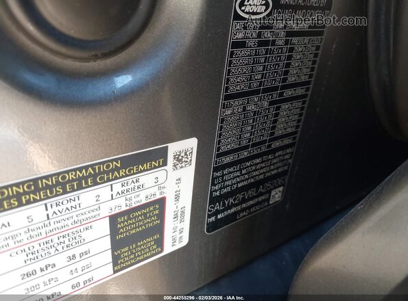 SALYK2FV6LA252063 2020 LAND ROVER RANGE ROVER VELAR Серый Вид подкапотного пространства