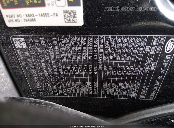 SALYL2EX4KA794986 2019 LAND ROVER RANGE ROVER VELAR Черный Вид подкапотного пространства