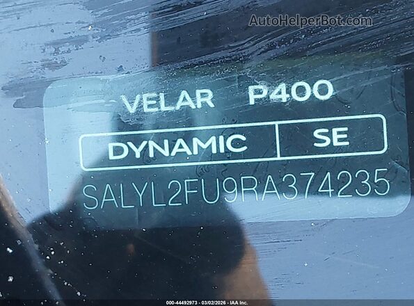 SALYL2FU9RA374235 2024 LAND ROVER RANGE ROVER VELAR Silver Engine compartment view