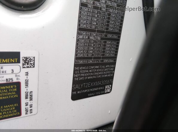 SALYT2EXXMA305879 2021 LAND ROVER RANGE ROVER VELAR Белый Вид подкапотного пространства