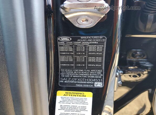 SALZJ2FX0TH304531 2026 LAND ROVER RANGE Черный Вид наклейки с VIN-кодом