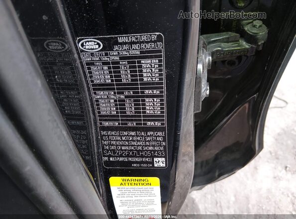 SALZP2FX7LH051433 2020 LAND ROVER RANGE ROVER EVOQUE Black Շարժիչի բաժամունքի տեսք