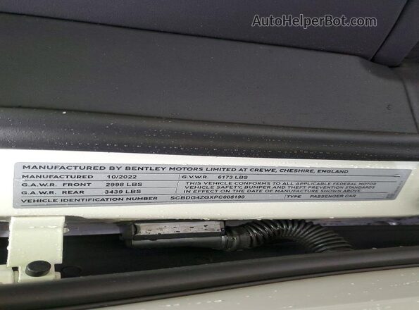 SCBDG4ZGXPC005190 2023 BENTLEY OTHER White Widok komory silnika