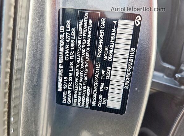 SJKCH5CP8KA011155 2019 INFINITI QX30 Серебряный Вид наклейки с VIN-кодом