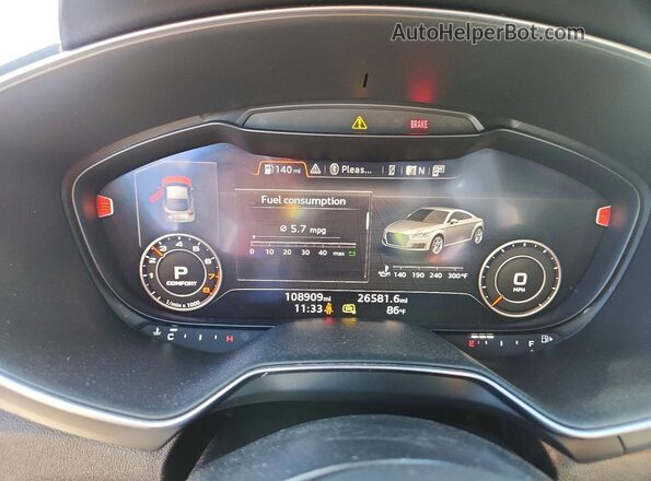 TRUC5AFV3H1012159 2017 AUDI TT Silver Սարքավորումների վահանակի տեսք