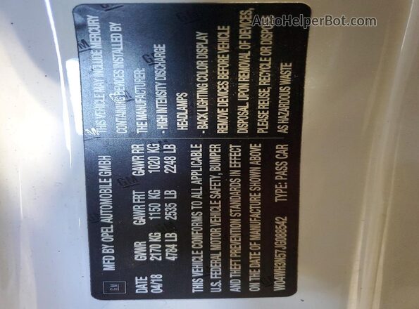 W04WH3N57JG088542 2018 BUICK CASCADA Белый Вид подкапотного пространства