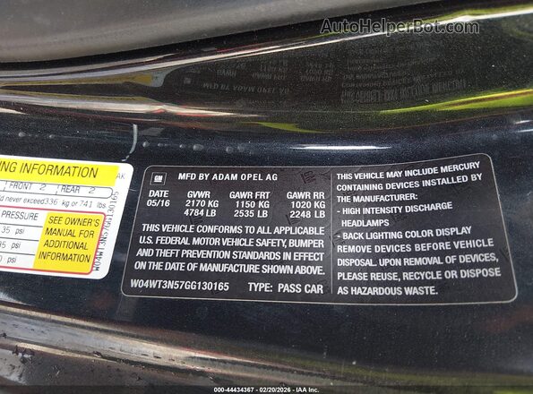W04WT3N57GG130165 2016 BUICK CASCADA Черный Вид подкапотного пространства