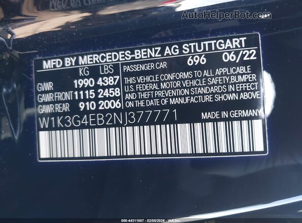 W1K3G4EB2NJ377771 2022 MERCEDES-BENZ A 220 Black Widok komory silnika