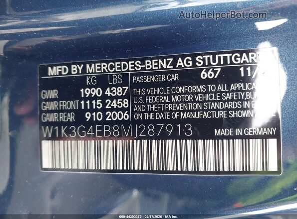 W1K3G4EB8MJ287913 2021 MERCEDES-BENZ A 220 Blue Widok komory silnika
