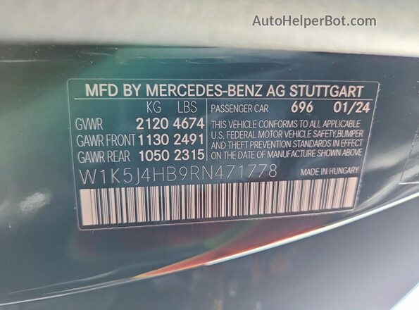 W1K5J4HB9RN471778 2024 MERCEDES-BENZ CLA-CLASS Черный Вид подкапотного пространства