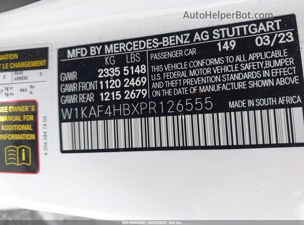 W1KAF4HBXPR126555 2023 MERCEDES-BENZ C-CLASS White Vista del compartimento del motor