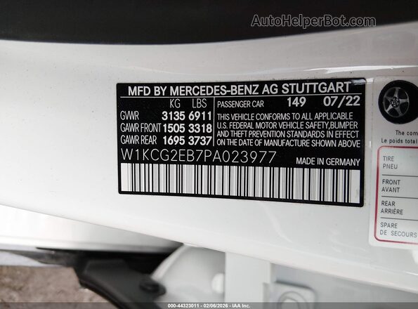 W1KCG2EB7PA023977 2023 MERCEDES-BENZ EQS 450 White Вид підкапотного простору