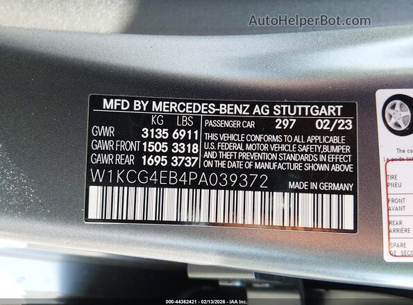 W1KCG4EB4PA039372 2023 MERCEDES-BENZ EQS 580 Серый Вид подкапотного пространства