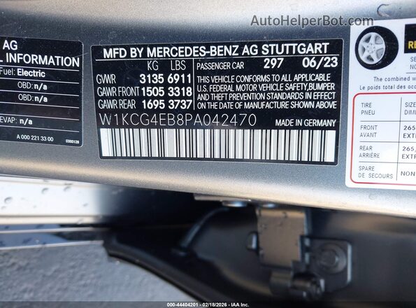 W1KCG4EB8PA042470 2023 MERCEDES-BENZ EQS 580 Серый Вид подкапотного пространства