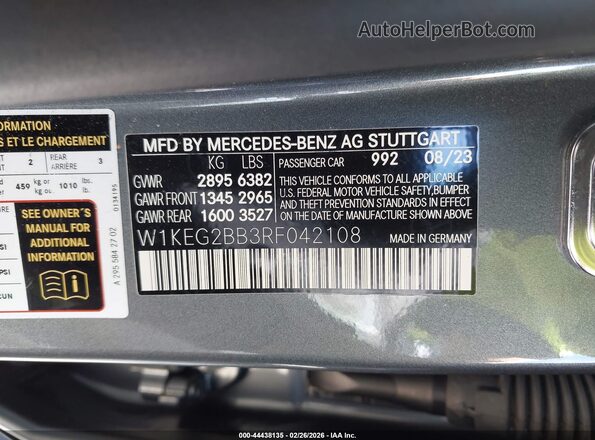 W1KEG2BB3RF042108 2024 MERCEDES-BENZ EQE 350+ Gray ძრავის განყოფილების ხედი