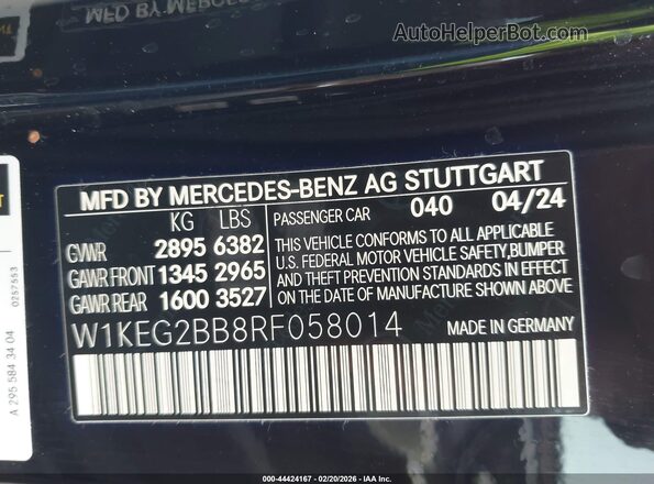 W1KEG2BB8RF058014 2024 MERCEDES-BENZ EQE 350+ Black Vista del compartimento del motor