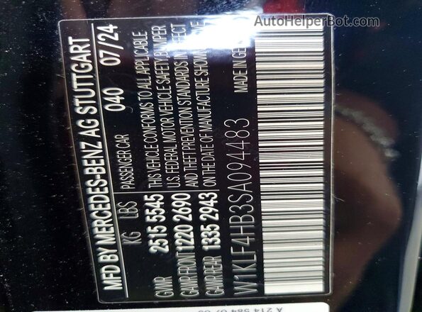W1KLF4HB3SA094483 2025 MERCEDES-BENZ E Black Вид підкапотного простору