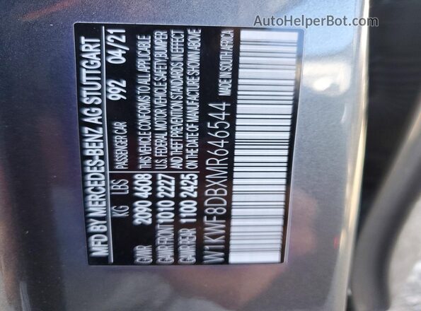 W1KWF8DBXMR646544 2021 MERCEDES-BENZ C Gray Vista del compartimento del motor