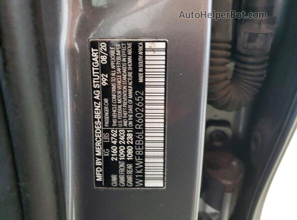 W1KWF8EB6LR602652 2020 MERCEDES-BENZ C Серый Вид подкапотного пространства