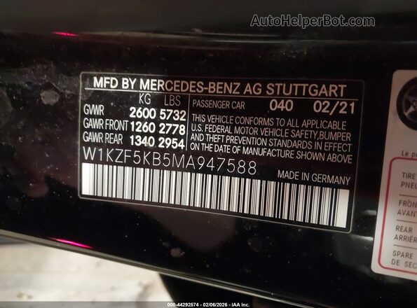 W1KZF5KB5MA947588 2021 MERCEDES-BENZ E-CLASS Черный Вид подкапотного пространства