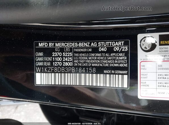 W1KZF8DB3PB184158 2023 MERCEDES-BENZ E-CLASS Черный Вид подкапотного пространства
