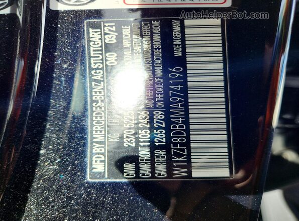 W1KZF8DB4MA974196 2021 MERCEDES-BENZ E Black VIN sticker view