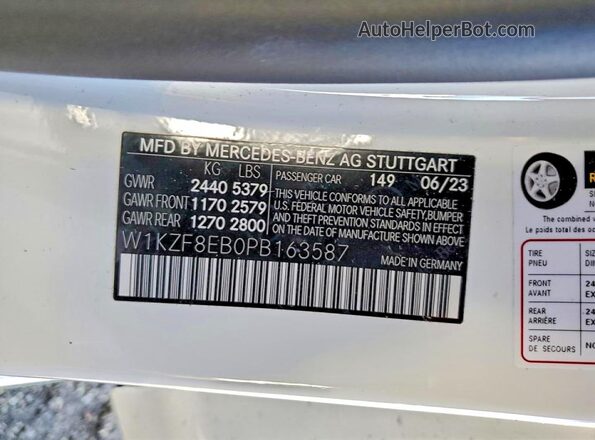 W1KZF8EB0PB163587 2023 MERCEDES-BENZ E White Engine compartment view