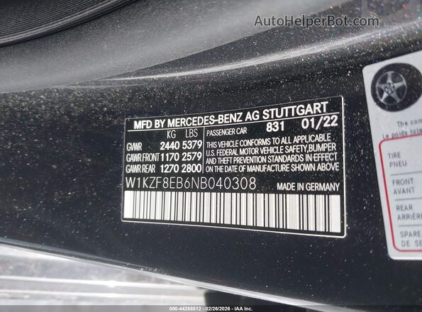 W1KZF8EB6NB040308 2022 MERCEDES-BENZ E-CLASS Черный Вид подкапотного пространства