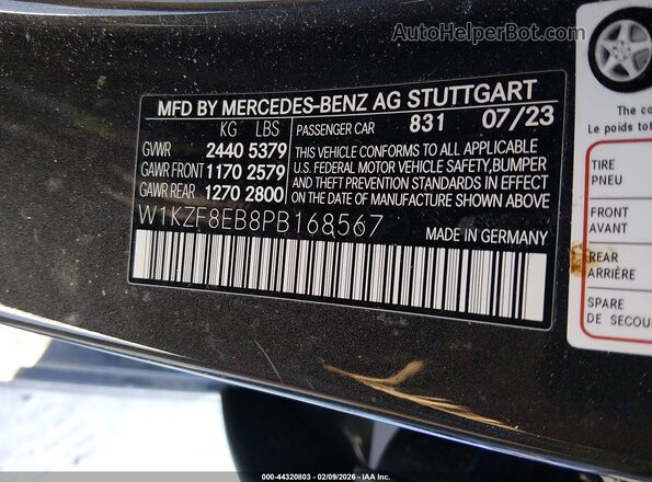 W1KZF8EB8PB168567 2023 MERCEDES-BENZ E-CLASS Черный Вид подкапотного пространства