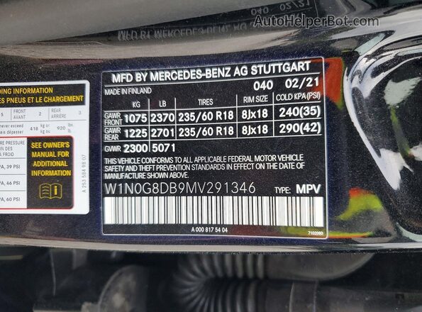 W1N0G8DB9MV291346 2021 MERCEDES-BENZ GLC-CLASS Black Սալոնի 360 աստիճան տեսք