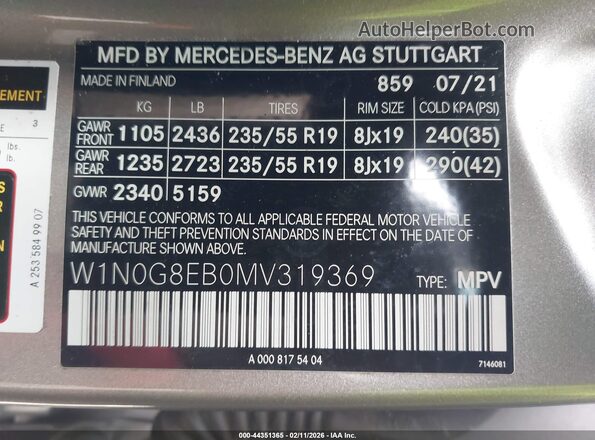 W1N0G8EB0MV319369 2021 MERCEDES-BENZ GLC 300 Серебряный Вид подкапотного пространства