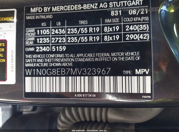 W1N0G8EB7MV323967 2021 MERCEDES-BENZ GLC 300 Black Widok komory silnika