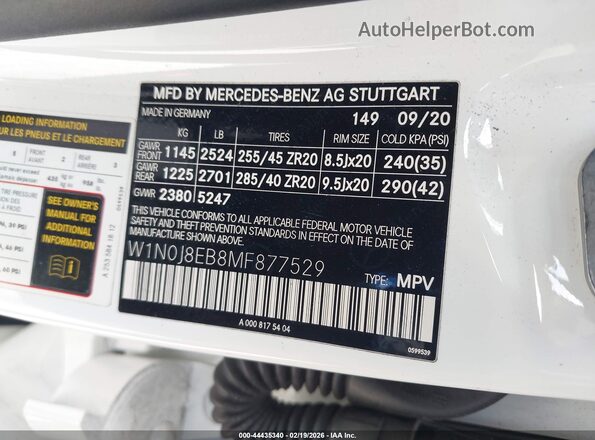 W1N0J8EB8MF877529 2021 MERCEDES-BENZ GLC 300 Белый Вид задних сидений