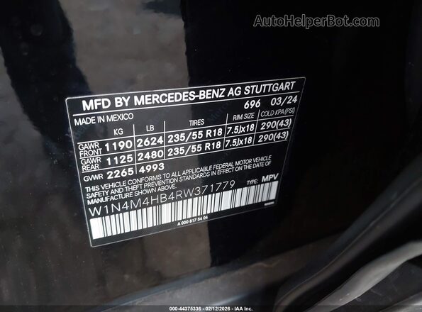 W1N4M4HB4RW371779 2024 MERCEDES-BENZ GLB-CLASS Черный Вид подкапотного пространства