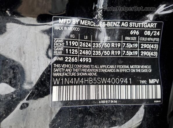 W1N4M4HB5SW400941 2025 MERCEDES-BENZ GLB-CLASS Черный Вид наклейки с VIN-кодом